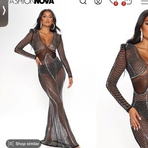 Fashion Nova Black Long Sleeve Bodycon Dress